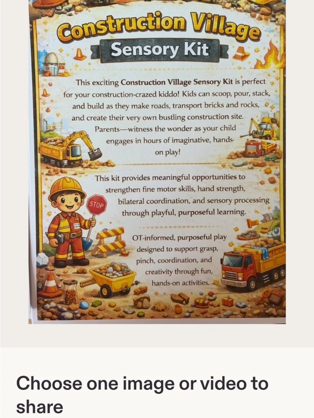 Construction Sensory Kit for Kids – Yellow Sensory Playset